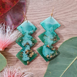Party Mix Earrings - Lightning Bolts - Emerald