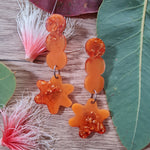 Party Mix Earrings - Mini Flower - Orange