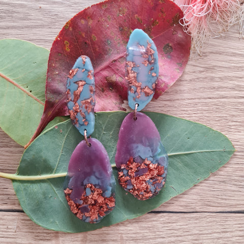 Duo Geode Earrings - Blue/Purple