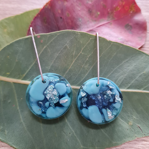 Shapes Earrings - Aqua Blue Circles