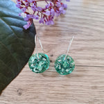 Shapes Earrings - Tiny Disc Green Sparkle
