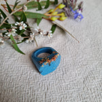 Ring - Cut Rectangle Size US 8 Blue