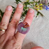 Ring Size US 7 3/4 Plum/Green