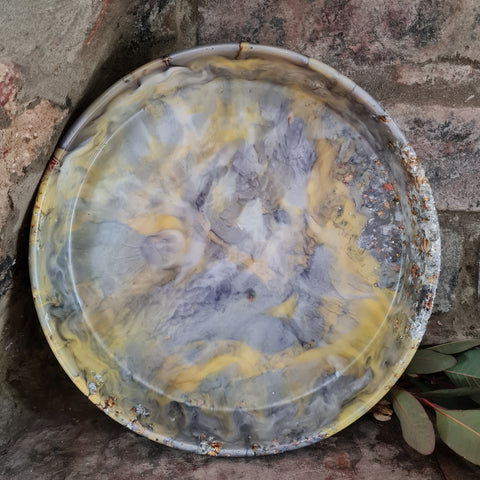 Bowl - Cylinder Grey and Mustard with Silver/Gold