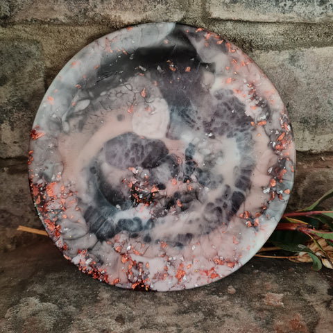 Plate - Organic - Black Rose with Silver/Copper