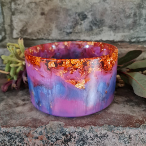 Bowl - Satin - Purples with Gold/Copper