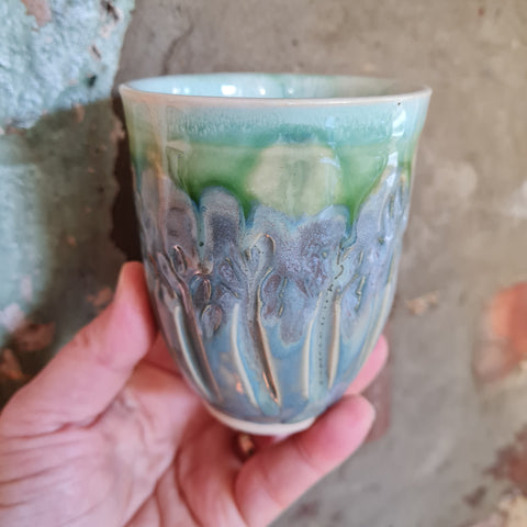 Textured Cup - Green and Blue